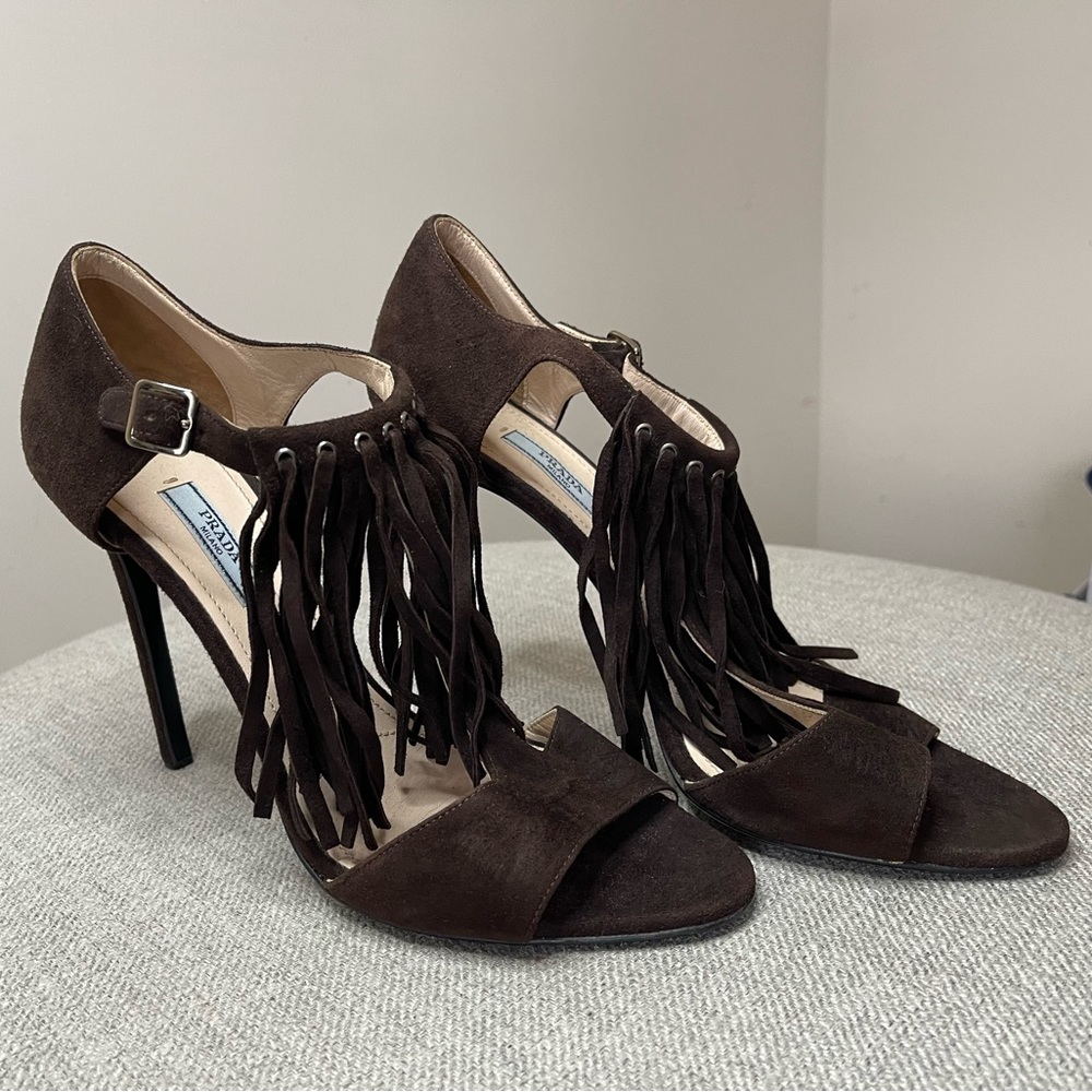 Prada suede sandals, tassel design. Size 40